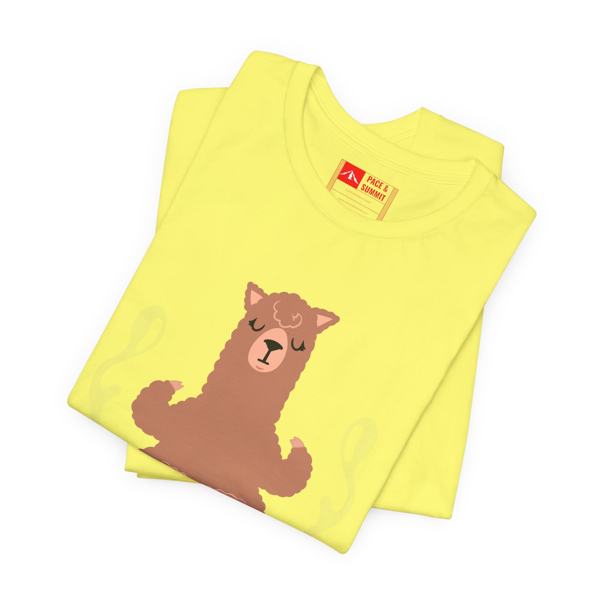 Yellow | 'Llamaste' Yoga T-Shirt  Cute Meditating Llama Graphic Tee & Zen Meditation Gift