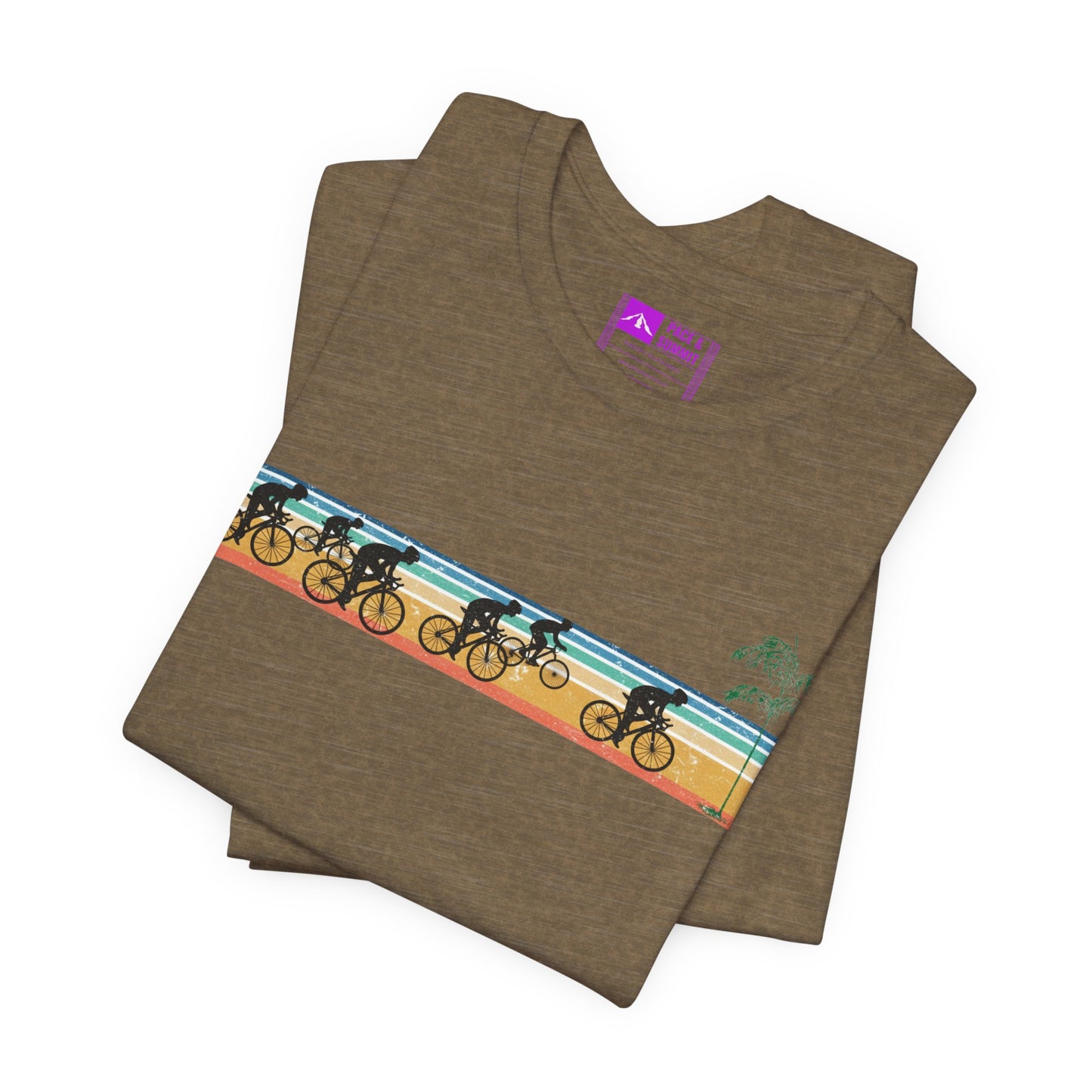 Military Green | 'Beach Ride' Retro Geometric Cycling Fashion Tee