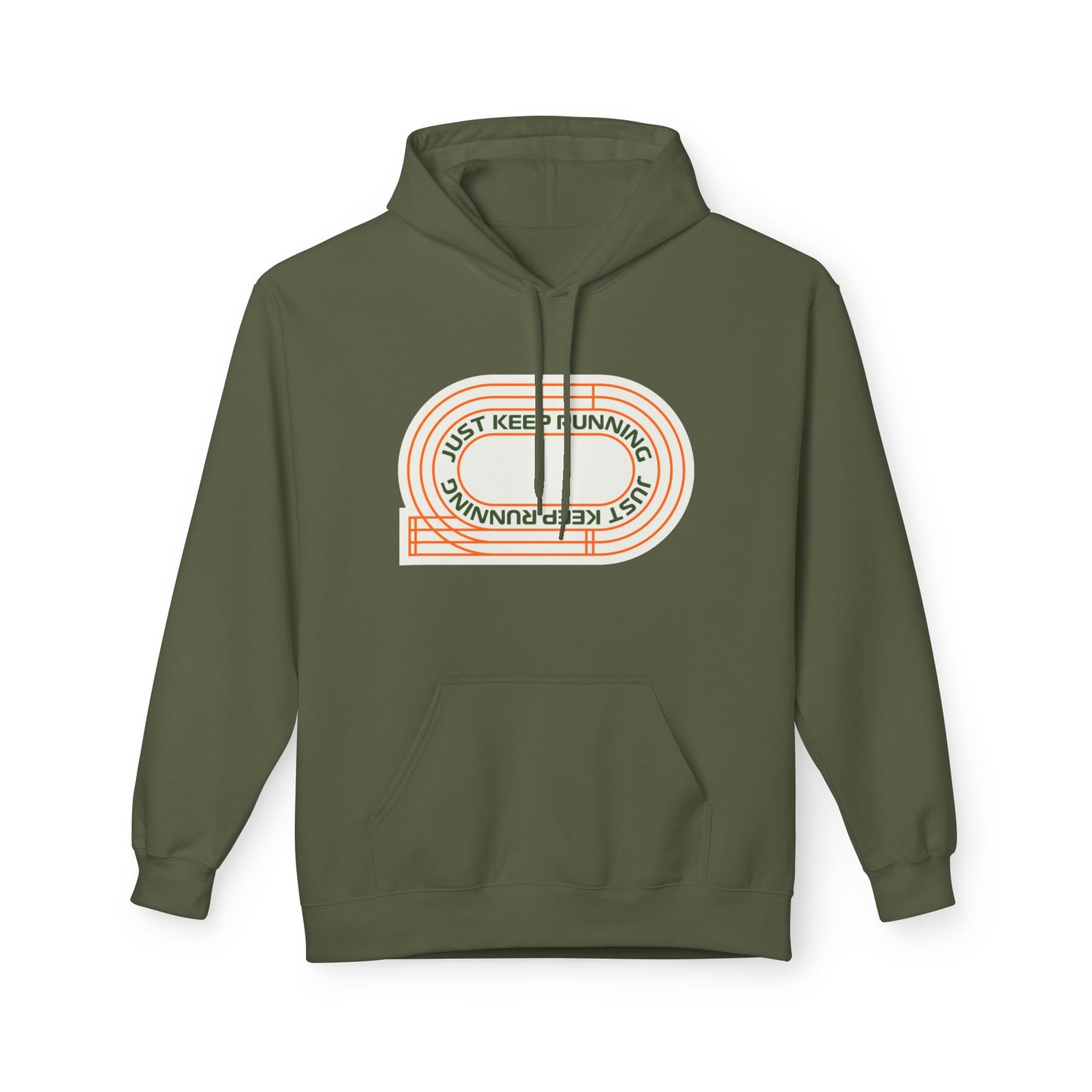 Military Green | 'Keep Running' Retro Motivational Track Hoodie