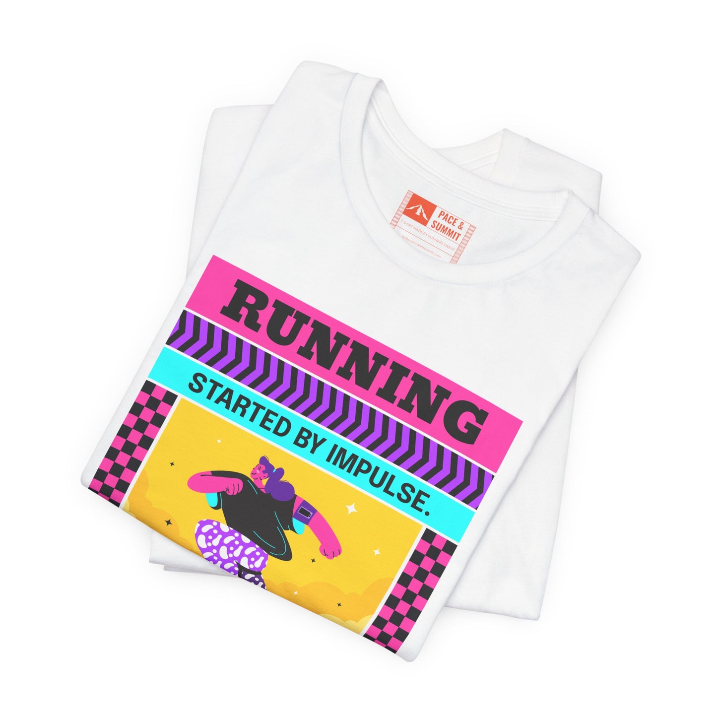'Running Started by Impulse' Retro Neon Graphic Running Tee
