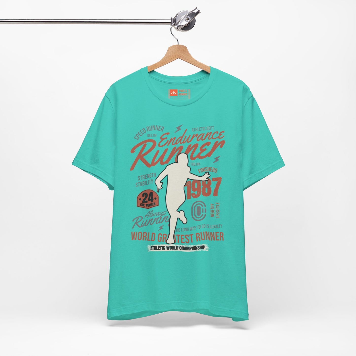 Teal | 'Endurance 1987' Vintage Marathon Runner Graphic Tee 