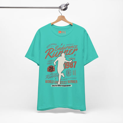 Teal | 'Endurance 1987' Vintage Marathon Runner Graphic Tee 