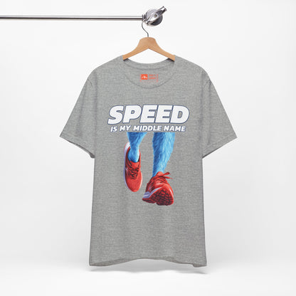 Gray | 'Speed Is My Middle Name' Funny Running Tee
