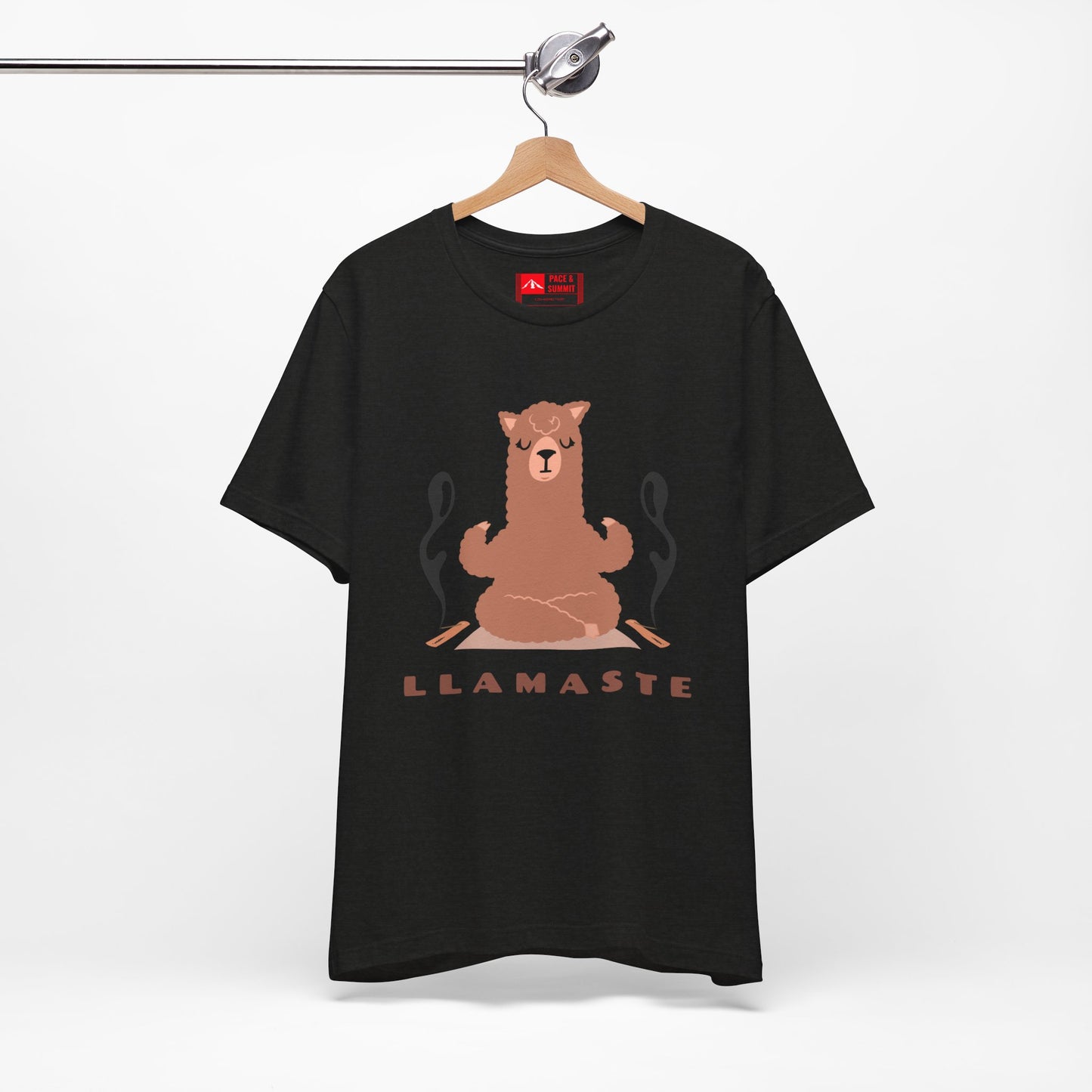 Black | 'Llamaste' Yoga T-Shirt  Cute Meditating Llama Graphic Tee & Zen Meditation Gift