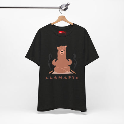 Black | 'Llamaste' Yoga T-Shirt  Cute Meditating Llama Graphic Tee & Zen Meditation Gift