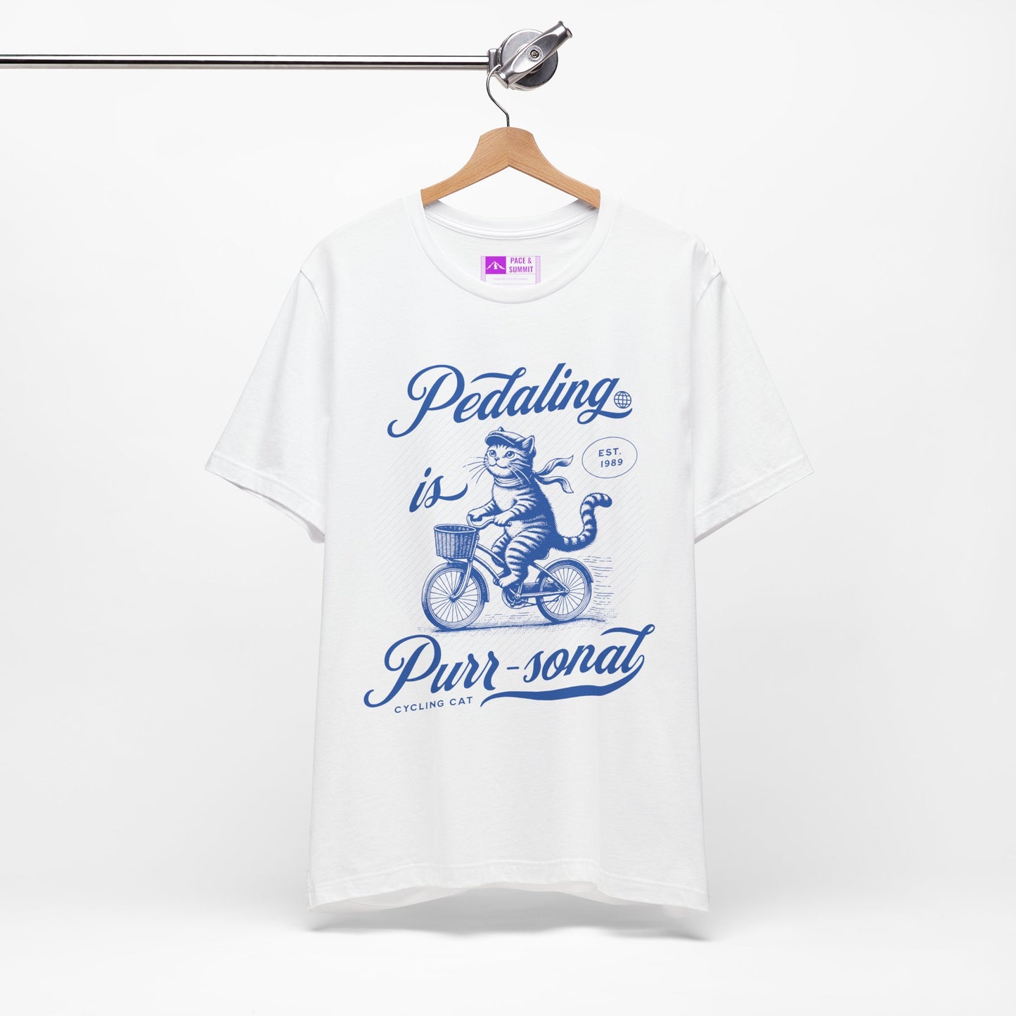White | 'Pedaling Is Purr-sonal' Cat Cycling Graphic Tee