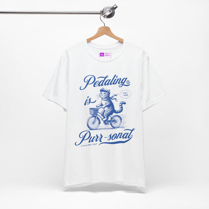 White | 'Pedaling Is Purr-sonal' Cat Cycling Graphic Tee