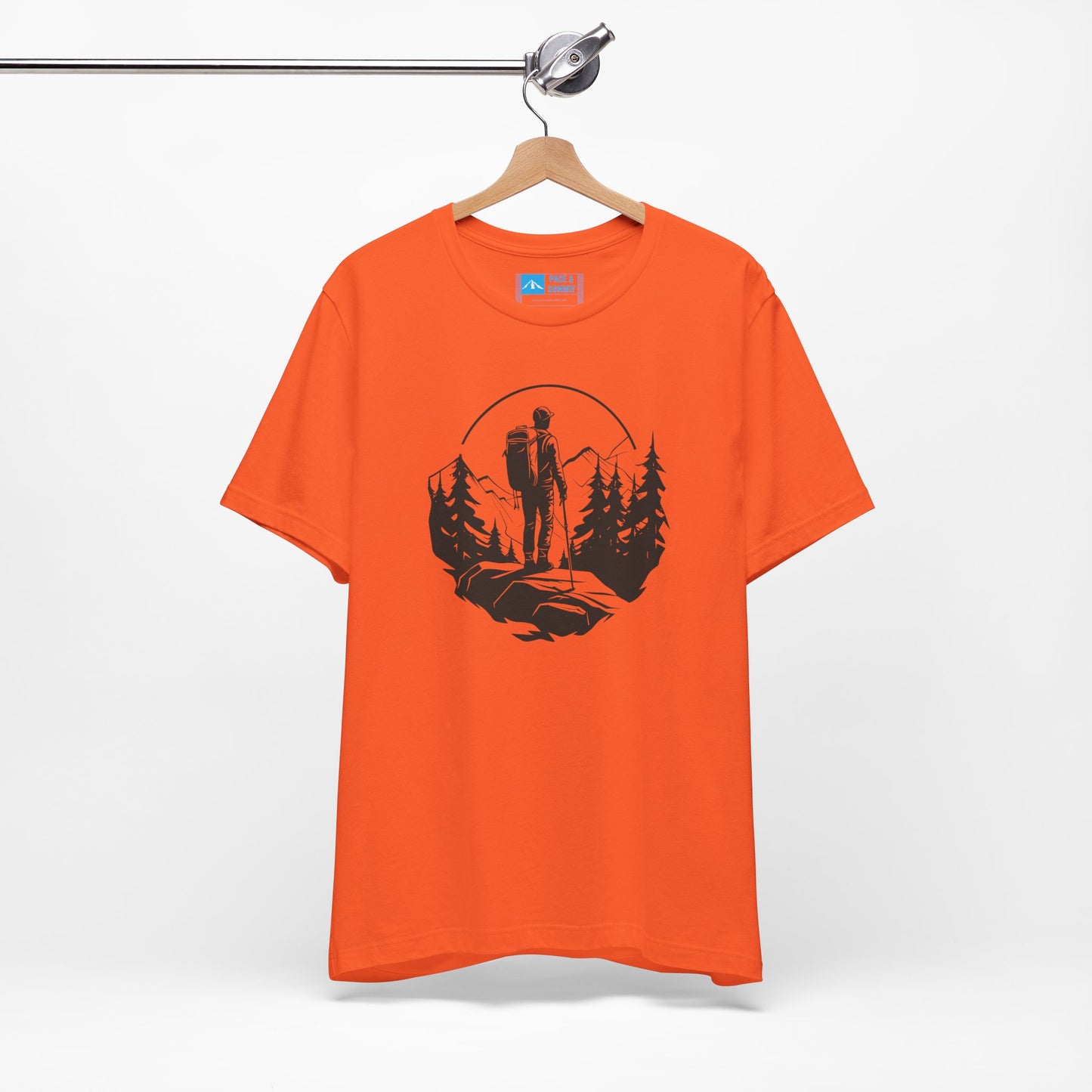 Orange | 'Summit Path' Minimalist Mountain Fashion Tee