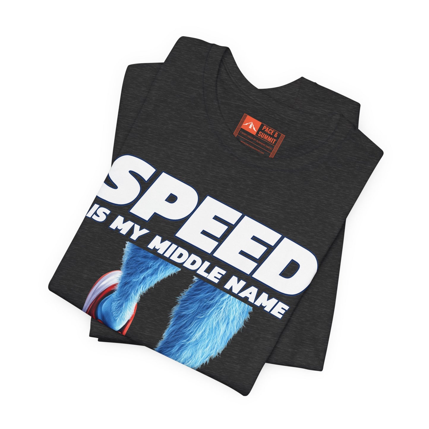 Dark Heather Gray | 'Speed Is My Middle Name' Funny Running Tee