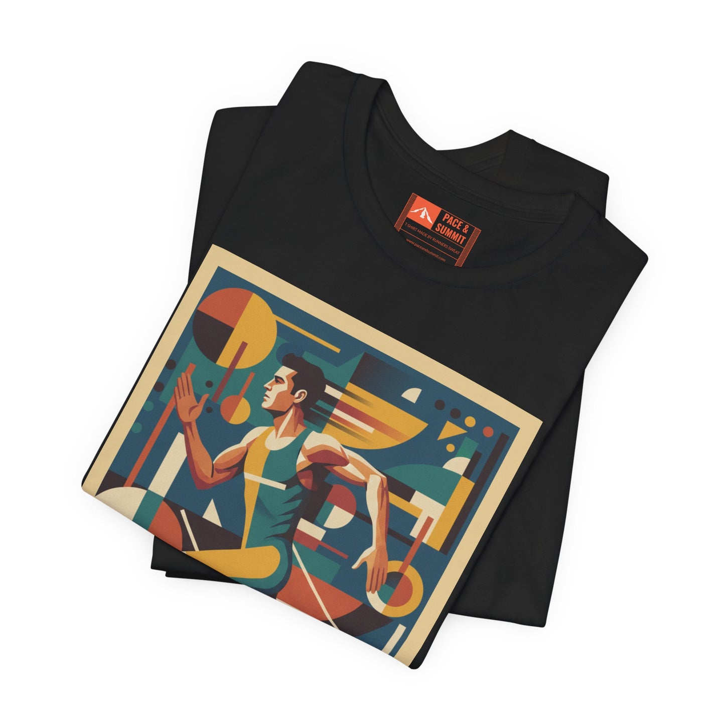 'Runner Geometric Art' Retro Athletic Poster Design Tee