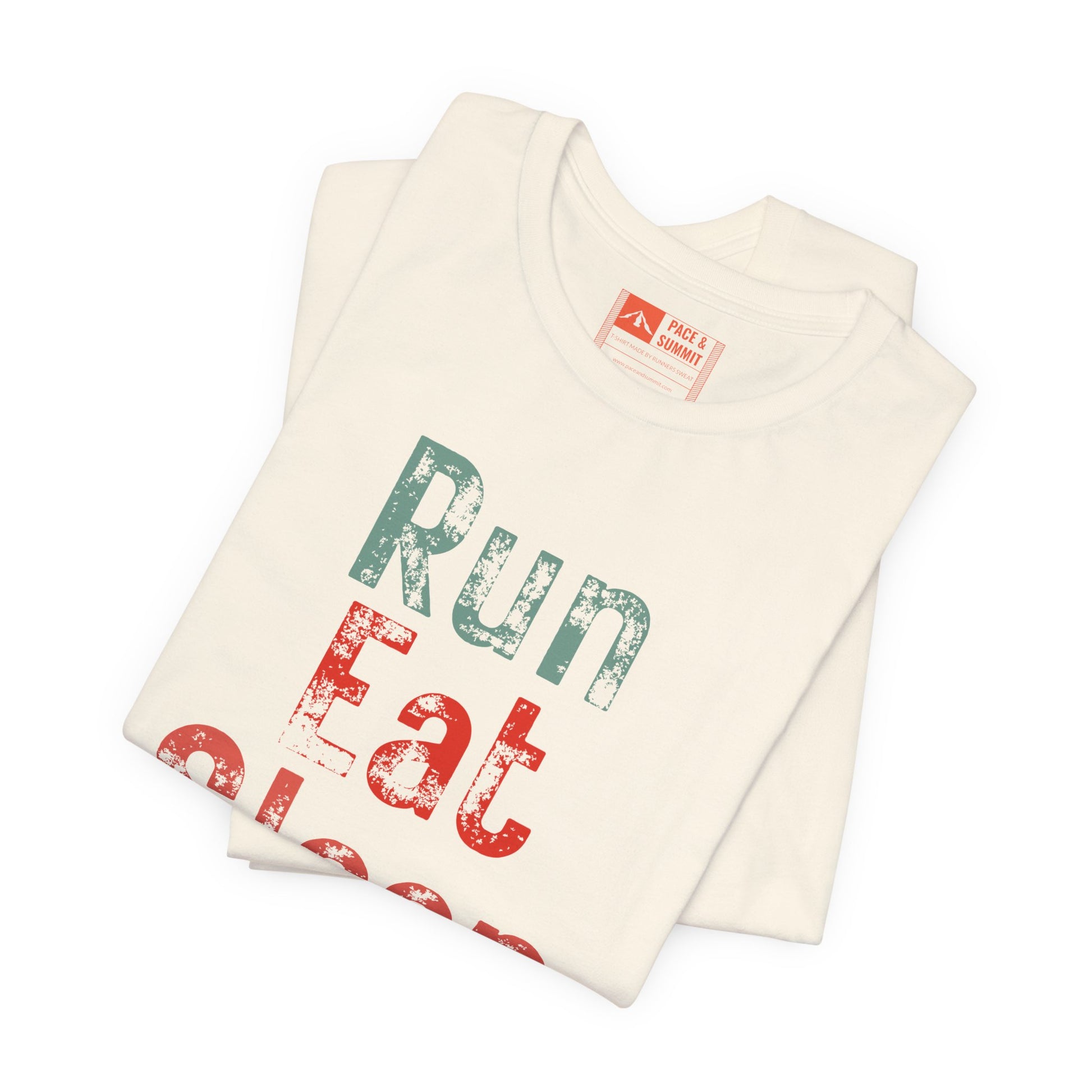 Natural | 'Run Eat Sleep Repeat' Motivational Running Tee - Performance Athletic Shirt & Workout Gift
