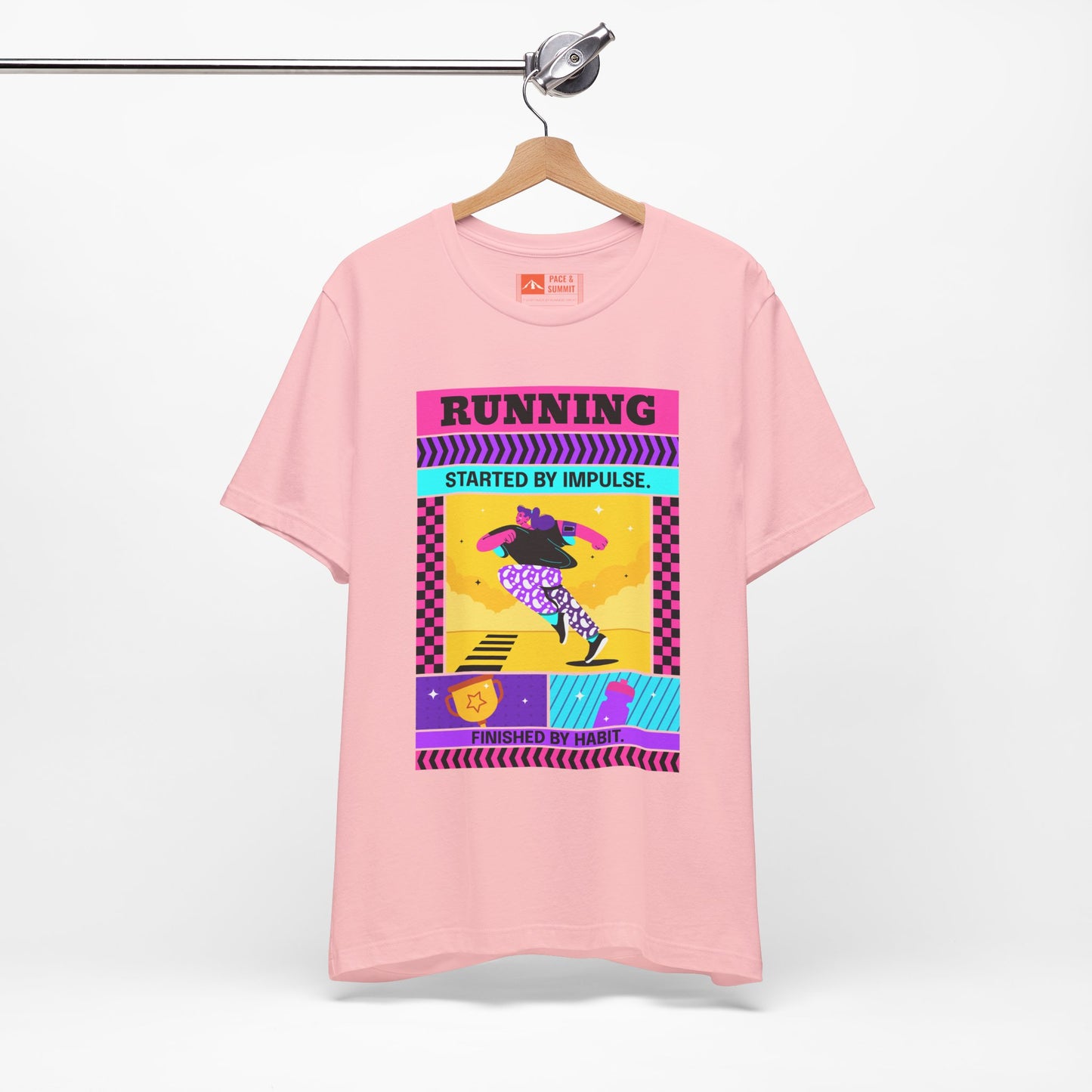 'Running Started by Impulse' Retro Neon Graphic Running Tee