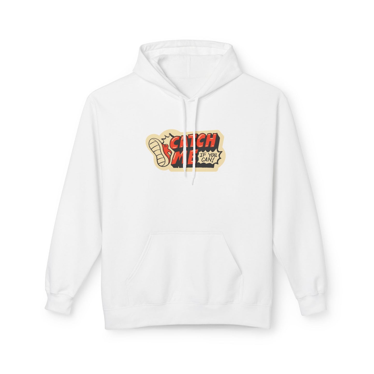 White | 'Catch Me If You Can' Retro Slogan Fashion Hoodie