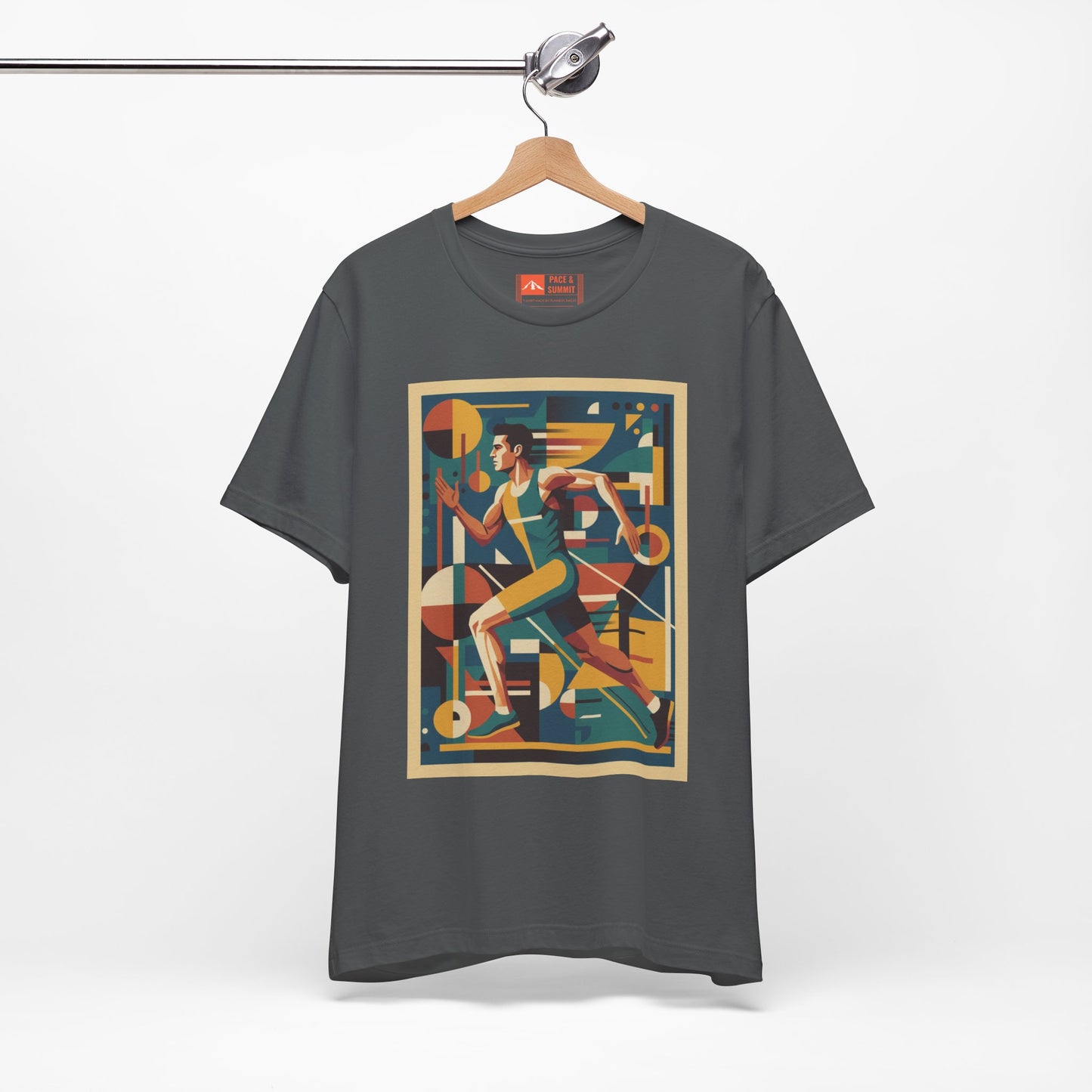 'Runner Geometric Art' Retro Athletic Poster Design Tee