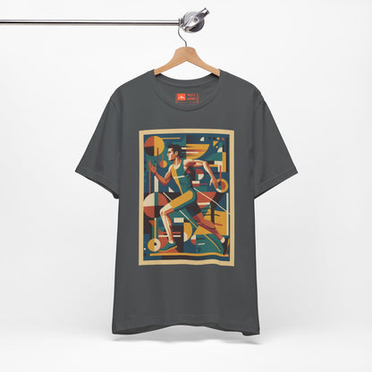 'Runner Geometric Art' Retro Athletic Poster Design Tee