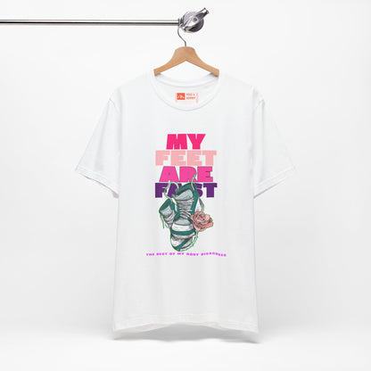 White | My Feet Are Fast' Ironic Running Streetwear Graphic Tee