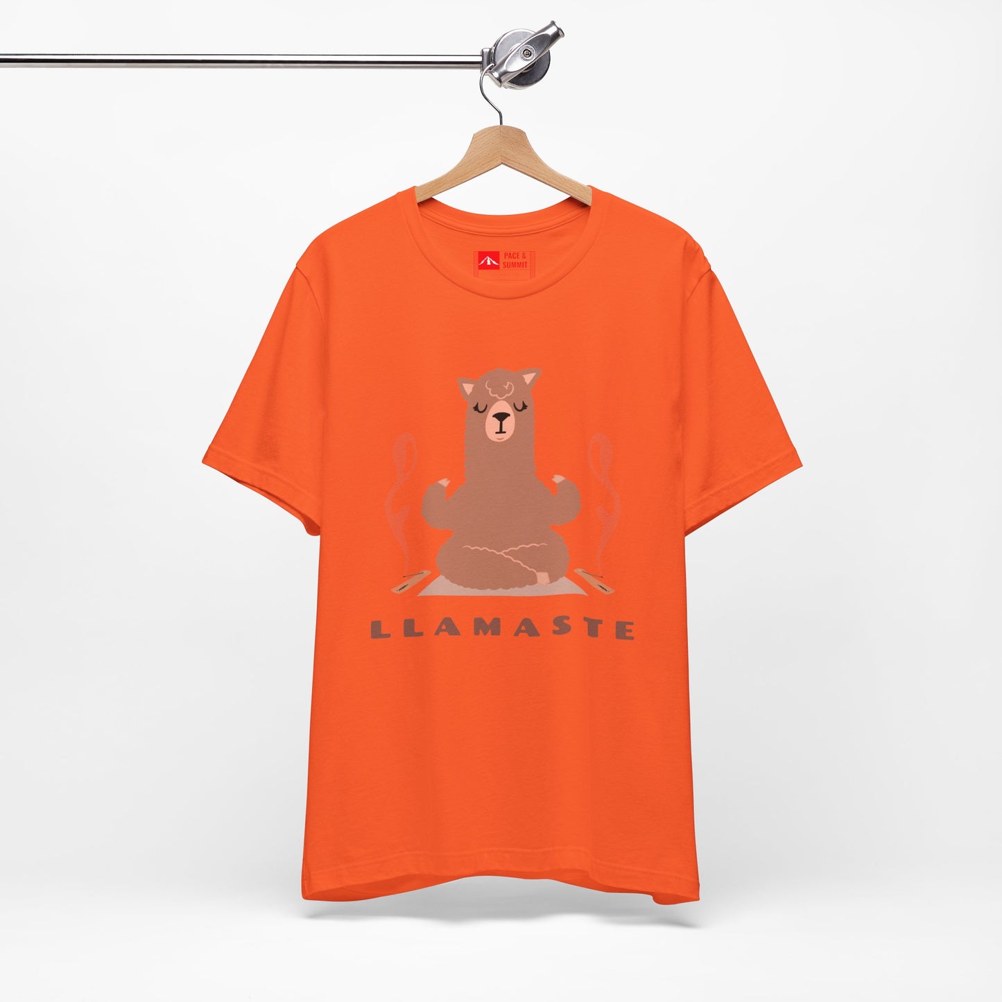 Orange | 'Llamaste' Yoga T-Shirt  Cute Meditating Llama Graphic Tee & Zen Meditation Gift