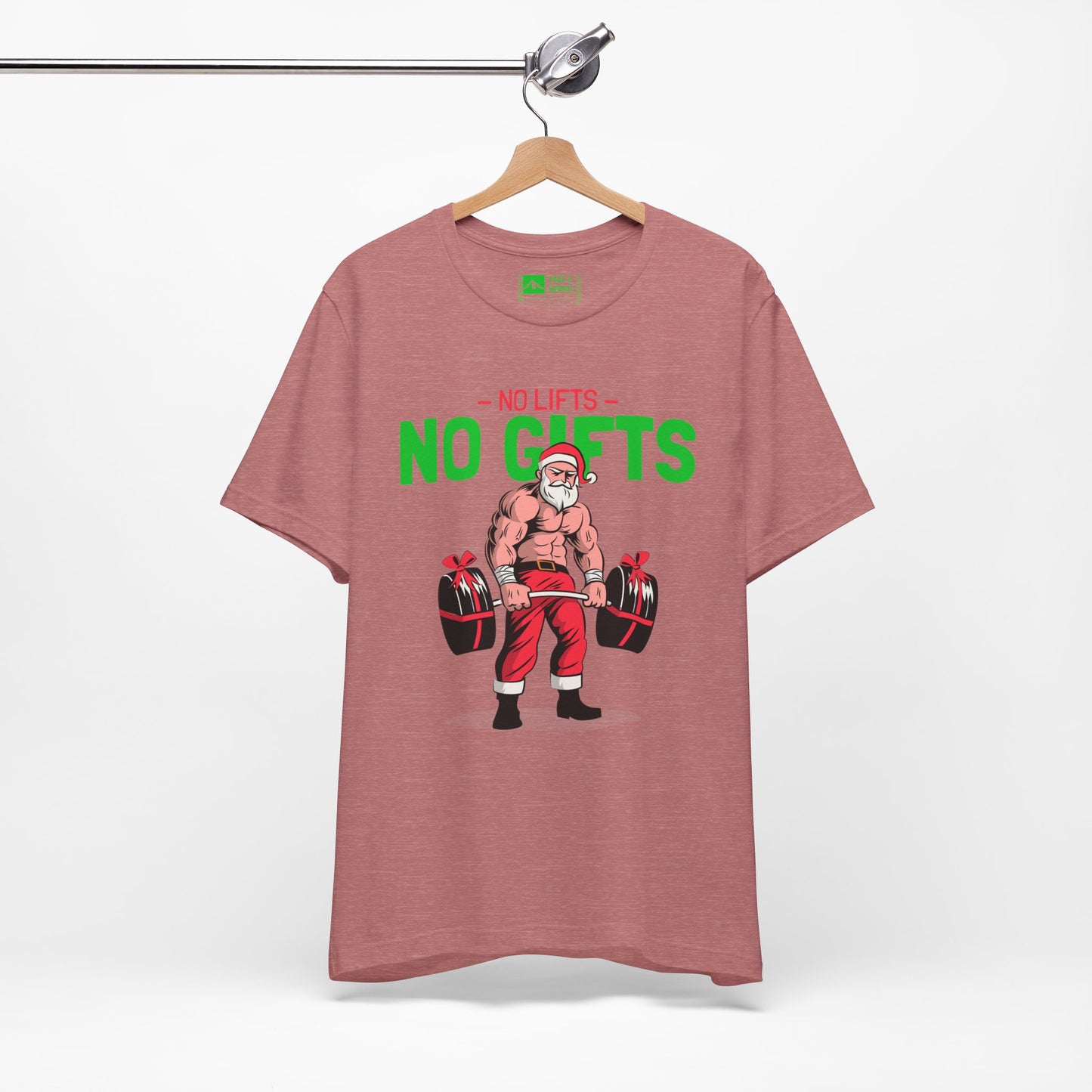 Rose Gold | 'No Lifts No Gifts' Funny Muscle Santa Christmas Gym Tee