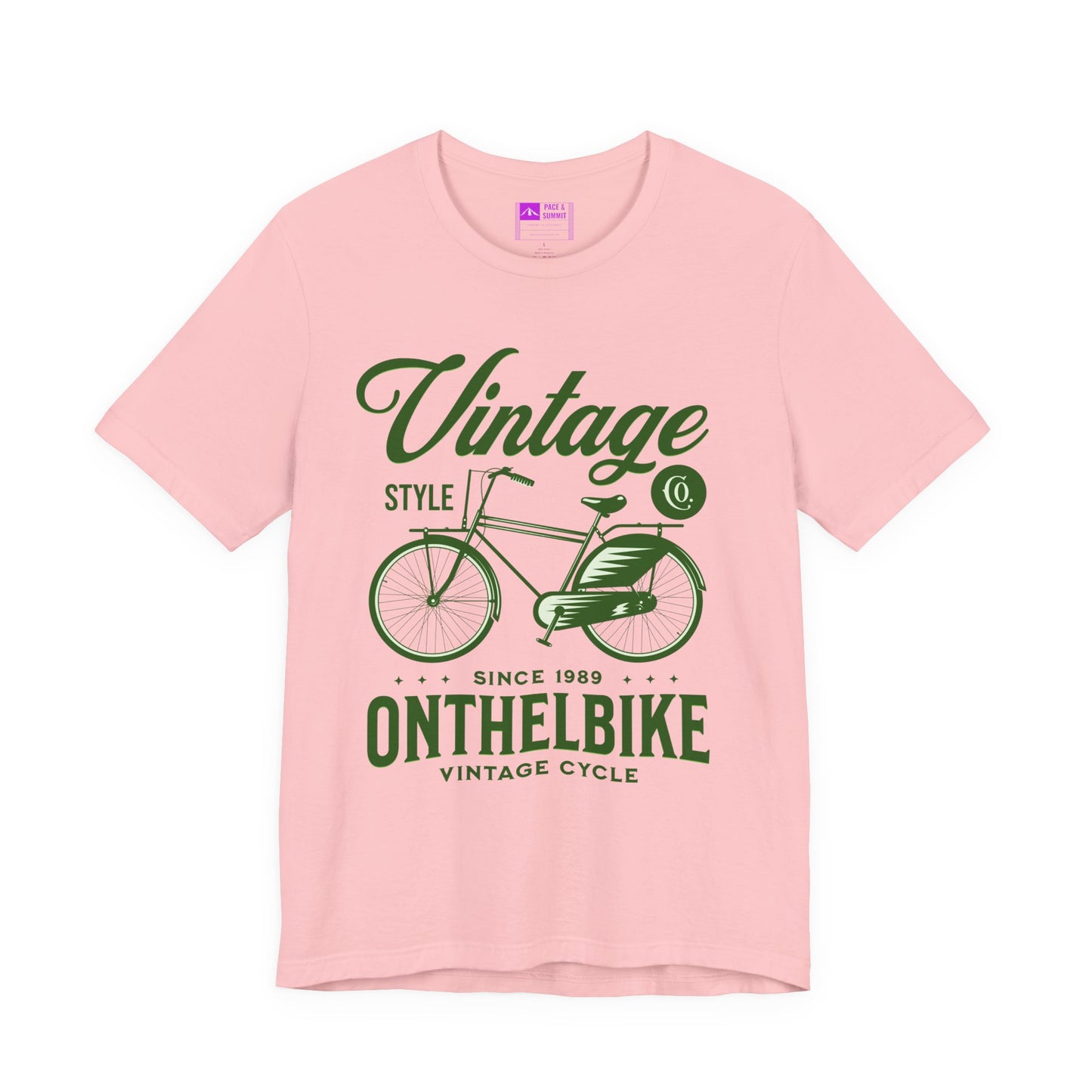 Pink | 'On The Bike' Vintage Style Retro Bicycle Tee