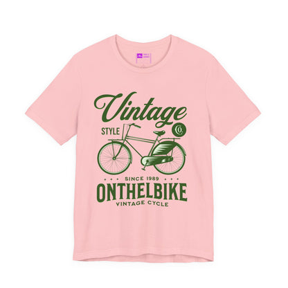 Pink | 'On The Bike' Vintage Style Retro Bicycle Tee