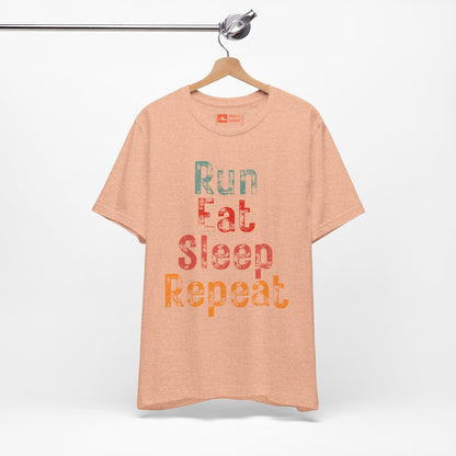 Heather Peach | 'Run Eat Sleep Repeat' Motivational Running Tee - Performance Athletic Shirt & Workout Gift