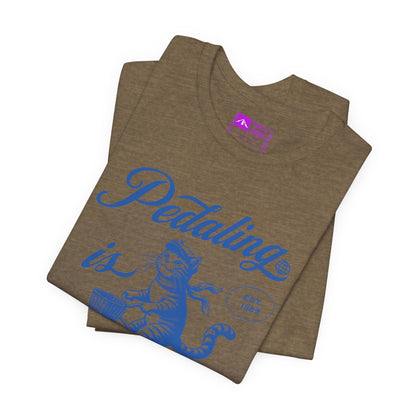 Military Green | 'Pedaling Is Purr-sonal' Cat Cycling Graphic Tee