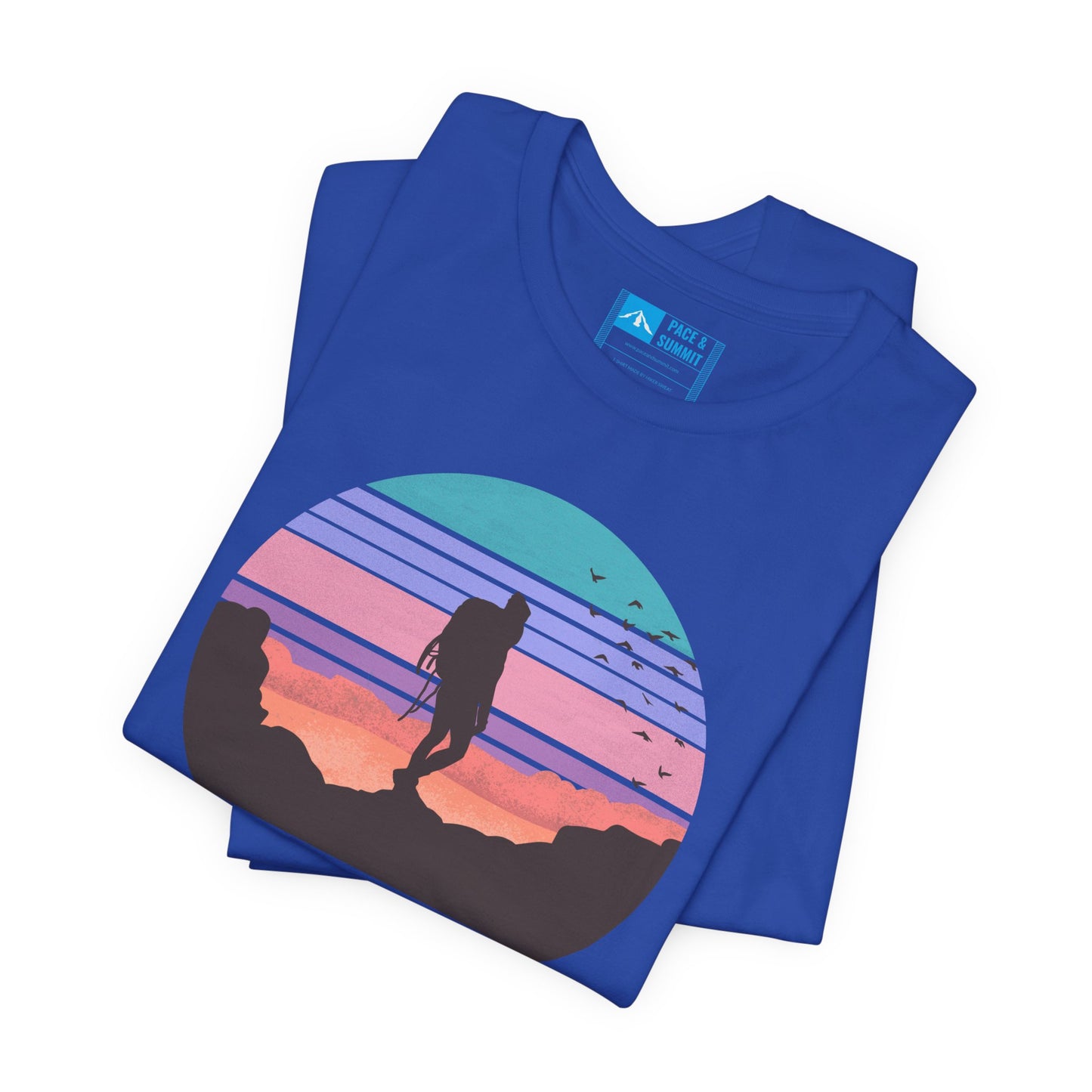 Royal Blue | 'Adventure Is Calling' Retro Hiker Graphic Fashion Tee