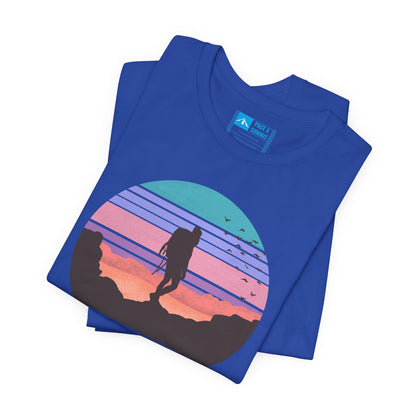 Royal Blue | 'Adventure Is Calling' Retro Hiker Graphic Fashion Tee
