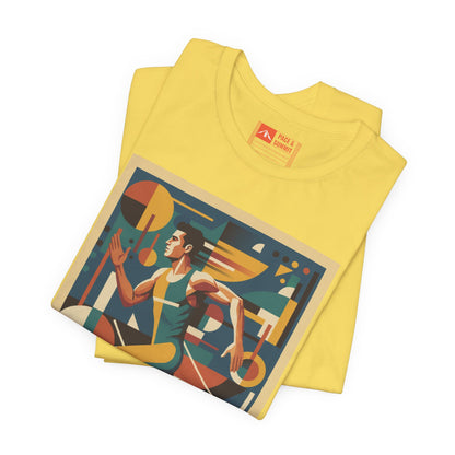 'Runner Geometric Art' Retro Athletic Poster Design Tee