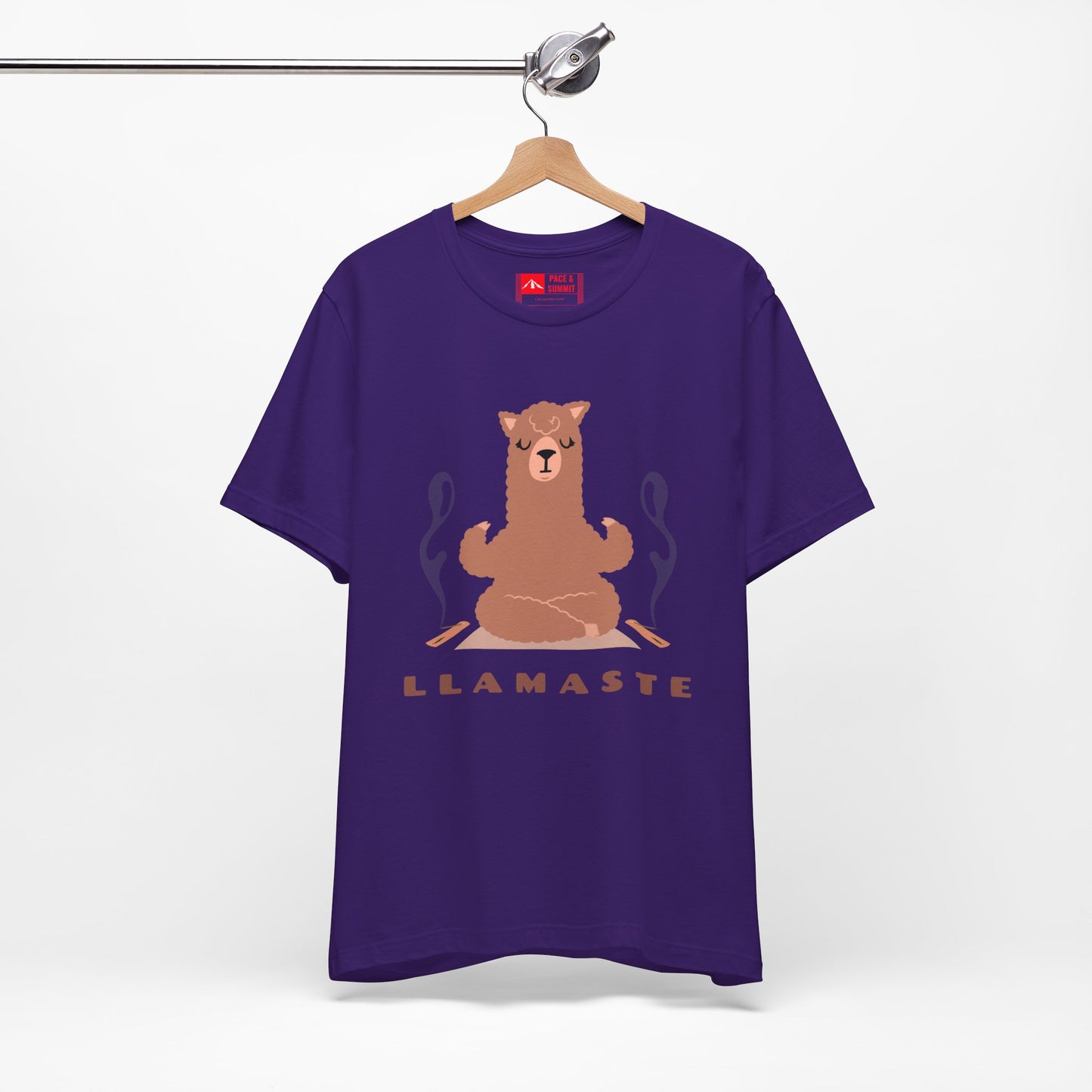 Purple | 'Llamaste' Yoga T-Shirt  Cute Meditating Llama Graphic Tee & Zen Meditation Gift