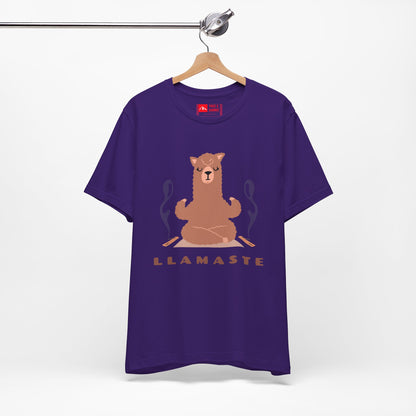 Purple | 'Llamaste' Yoga T-Shirt  Cute Meditating Llama Graphic Tee & Zen Meditation Gift