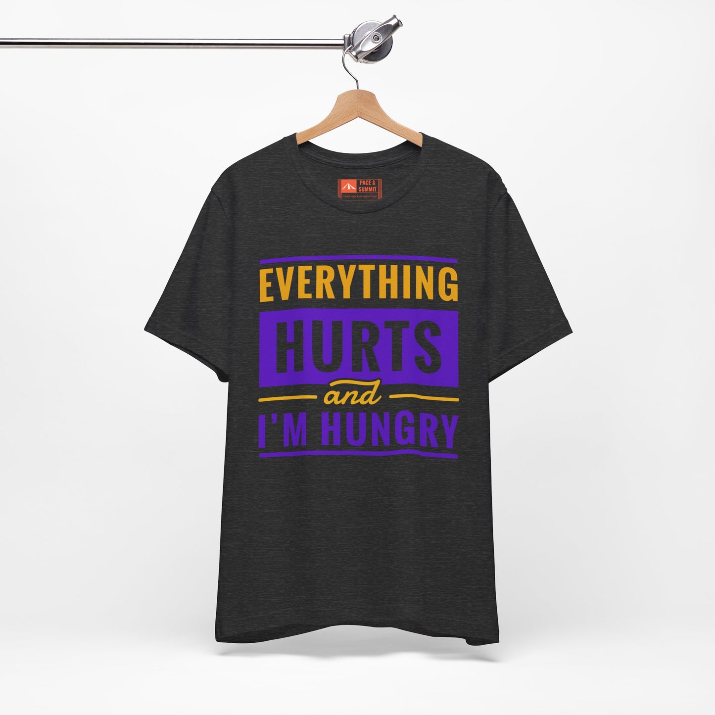 Dark Heather Gray | 'Everything Hurts' Ironic Statement Fashion Tee