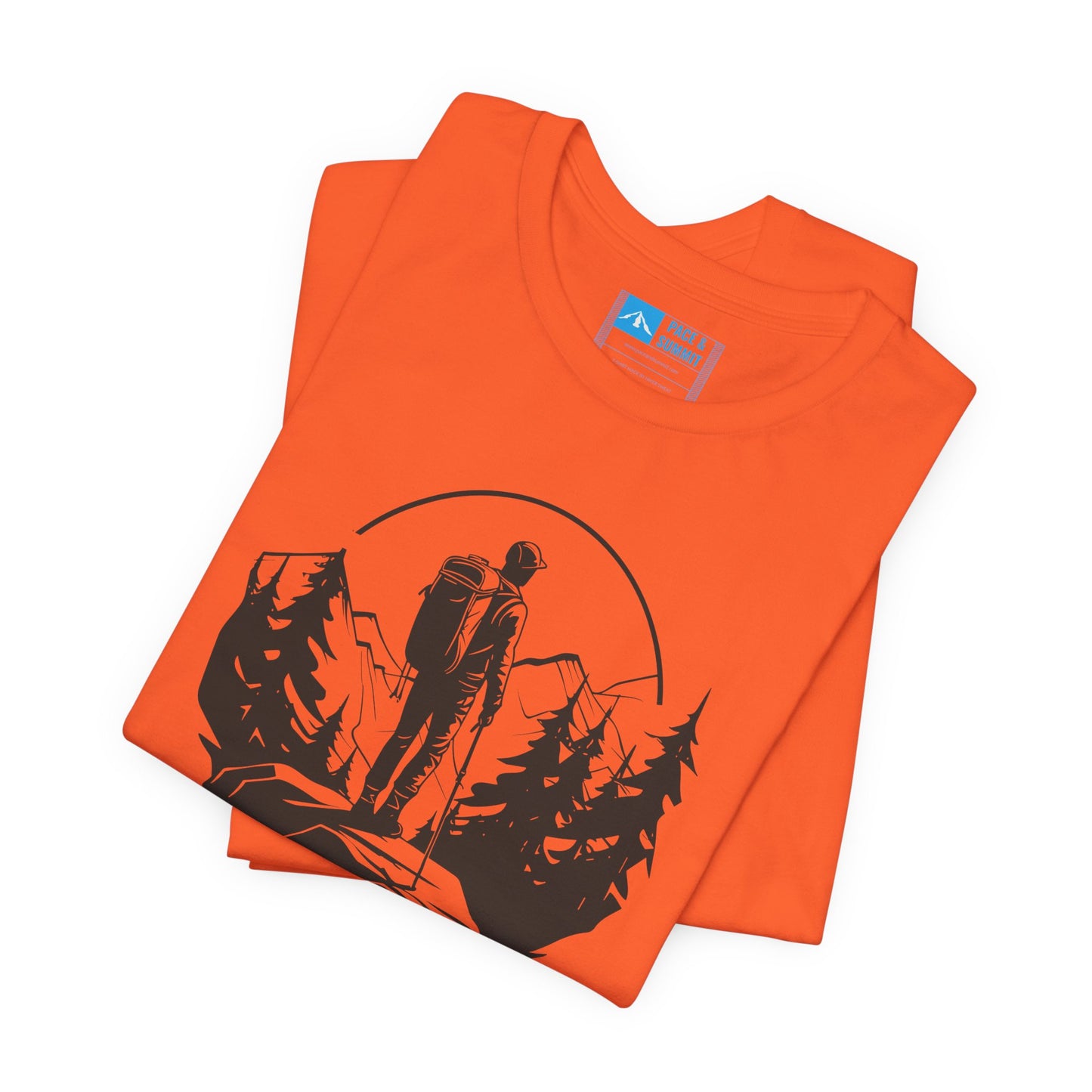 Orange | 'Summit Path' Minimalist Mountain Fashion Tee