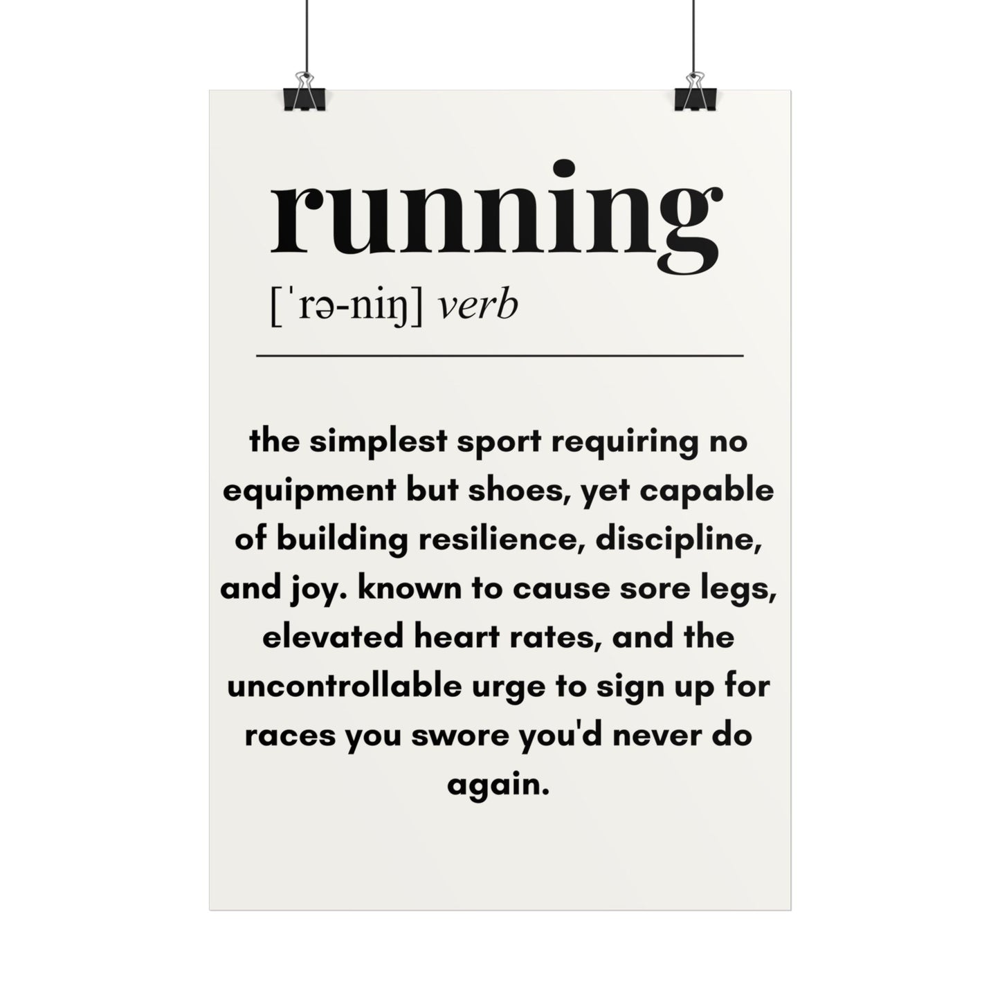 11.7" x 16".5 (A3) | 'Running Definition' Minimalist Motivational Wall Art Poster