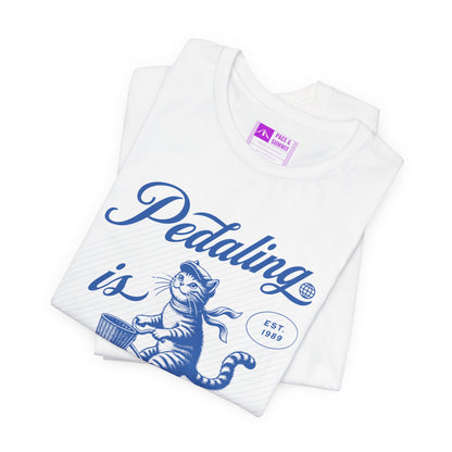 White | 'Pedaling Is Purr-sonal' Cat Cycling Graphic Tee