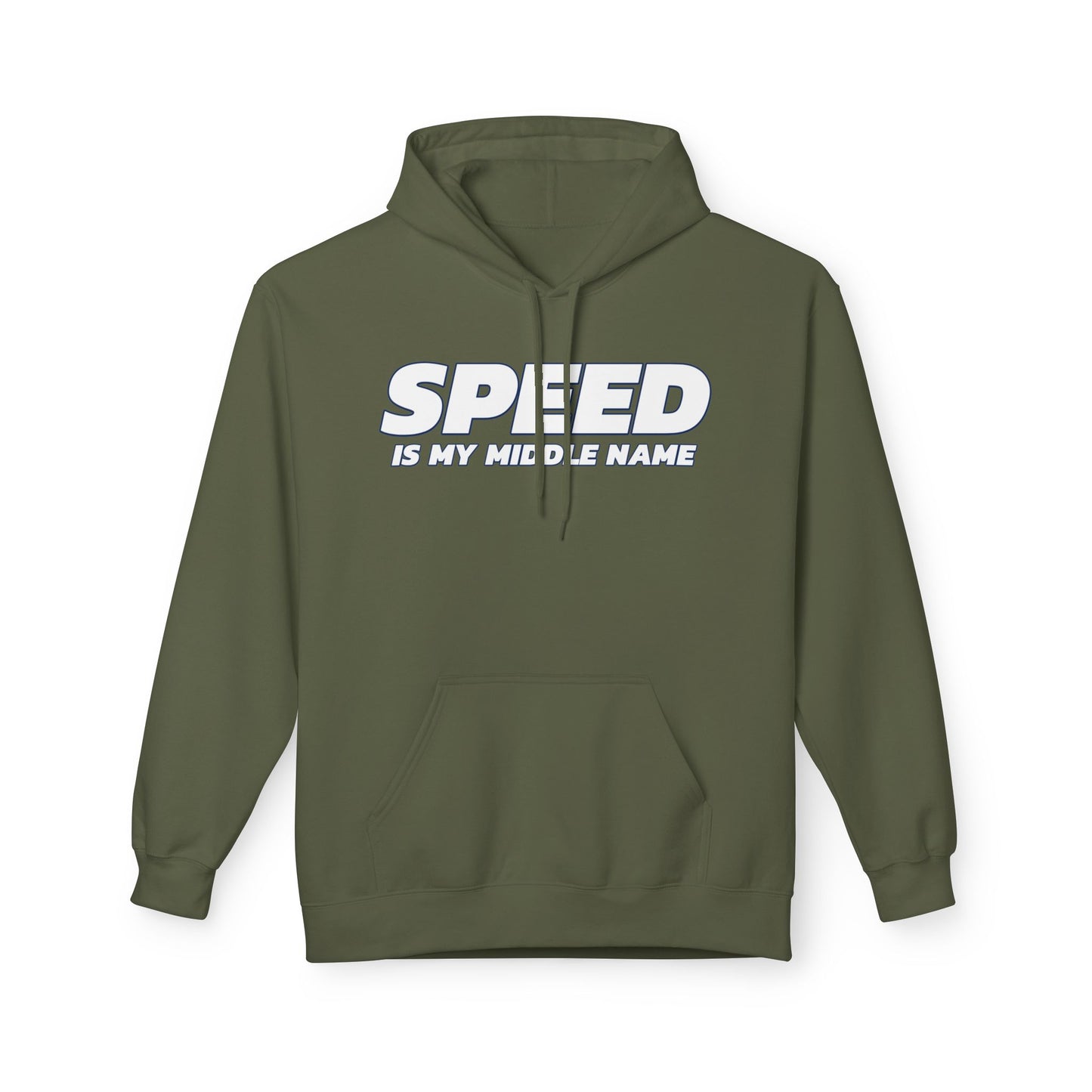 Military Green | 'Speed Is My Middle Name' Running Graphic Pullover Hoodie