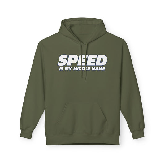 Military Green | 'Speed Is My Middle Name' Running Graphic Pullover Hoodie