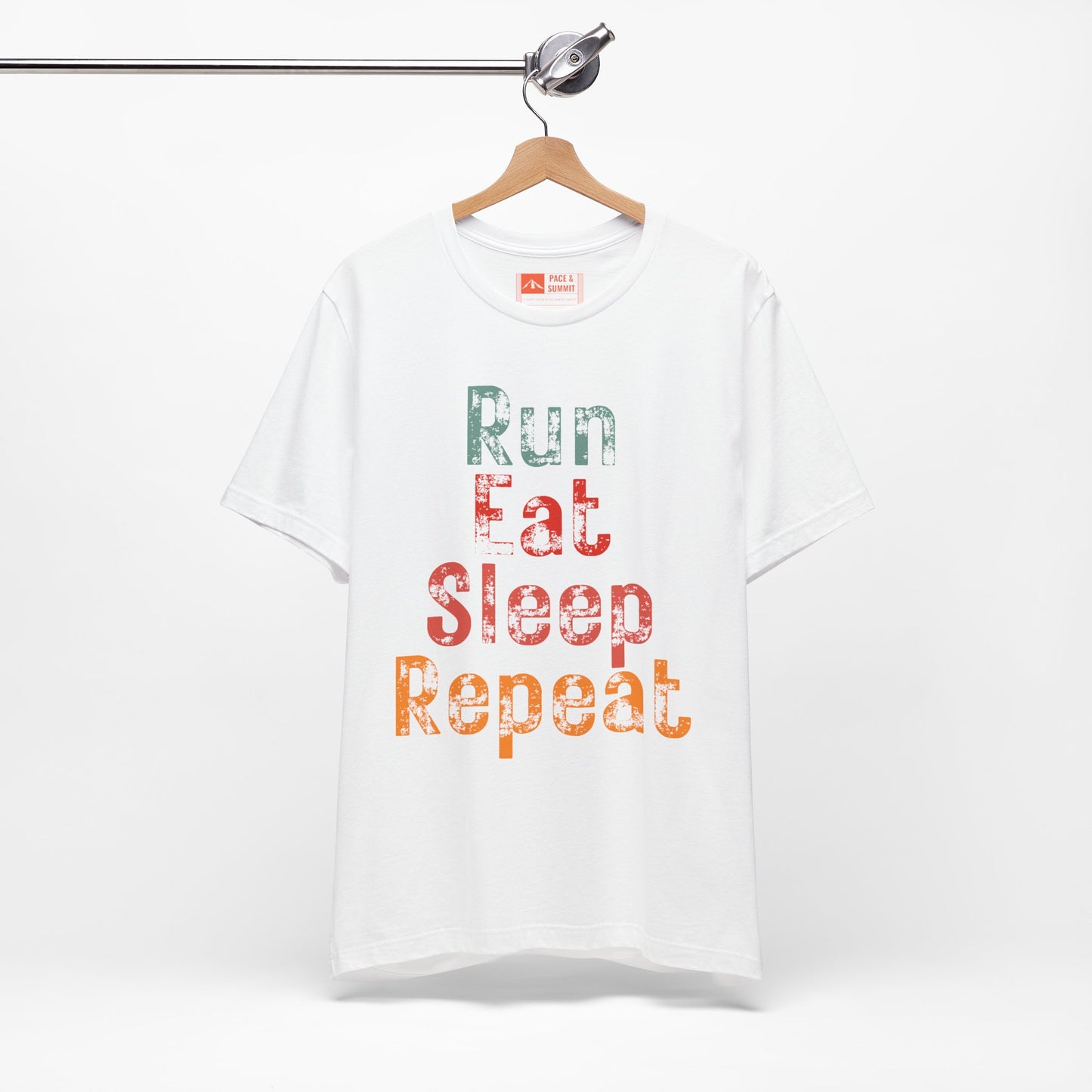 White | 'Run Eat Sleep Repeat' Motivational Running Tee - Performance Athletic Shirt & Workout Gift