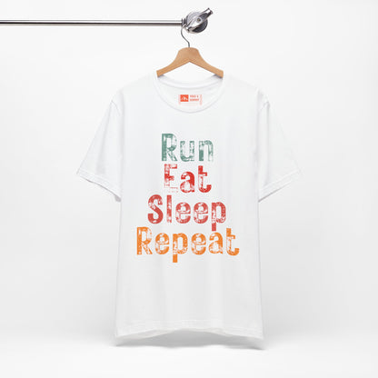 White | 'Run Eat Sleep Repeat' Motivational Running Tee - Performance Athletic Shirt & Workout Gift