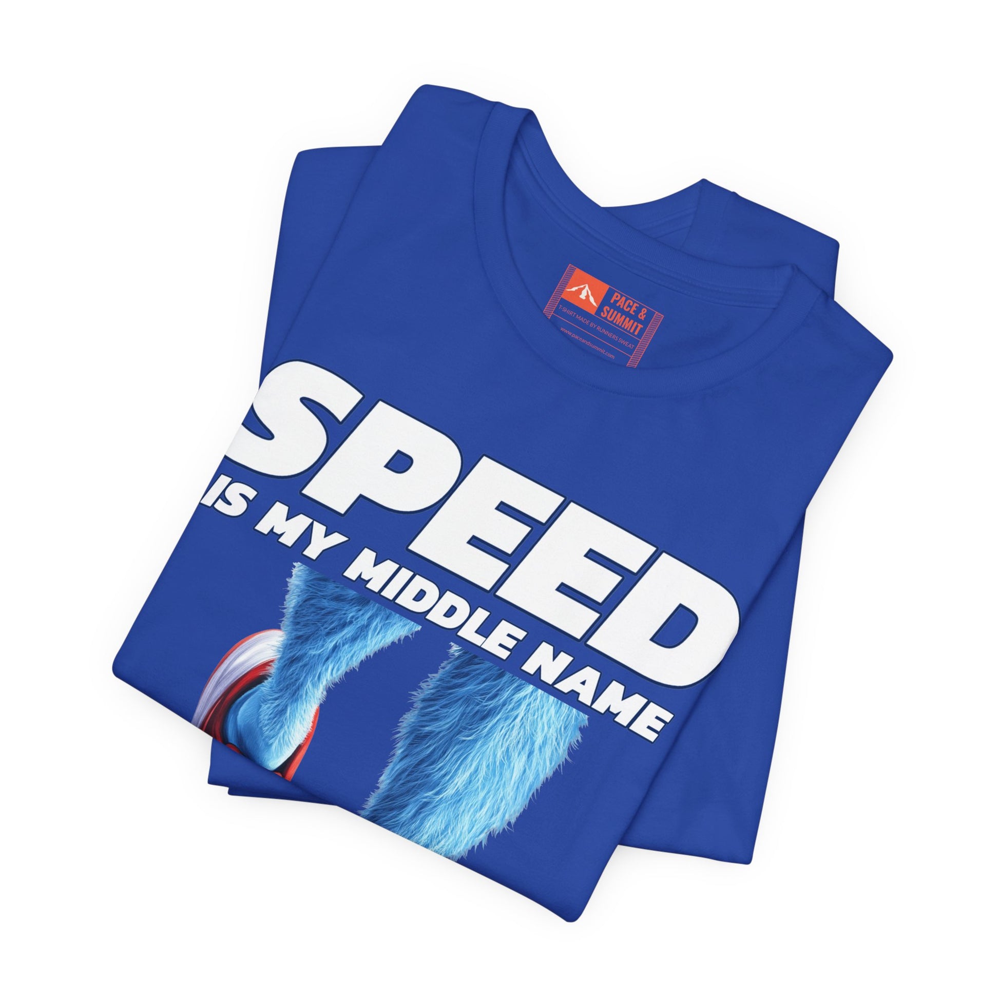 Royal Blue | 'Speed Is My Middle Name' Funny Running Tee