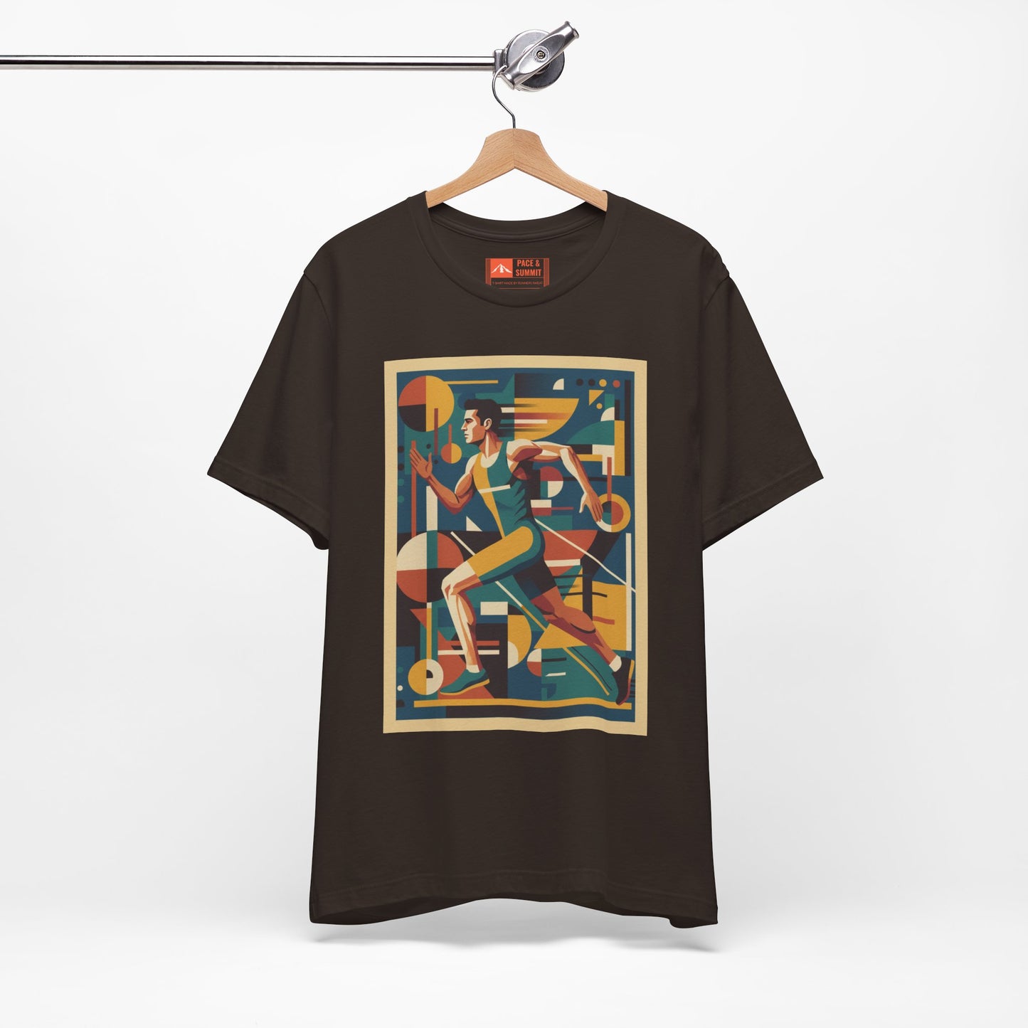 'Runner Geometric Art' Retro Athletic Poster Design Tee