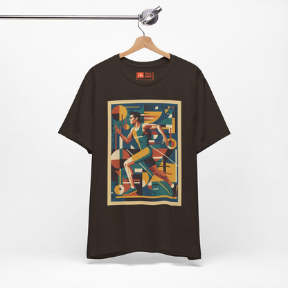 'Runner Geometric Art' Retro Athletic Poster Design Tee