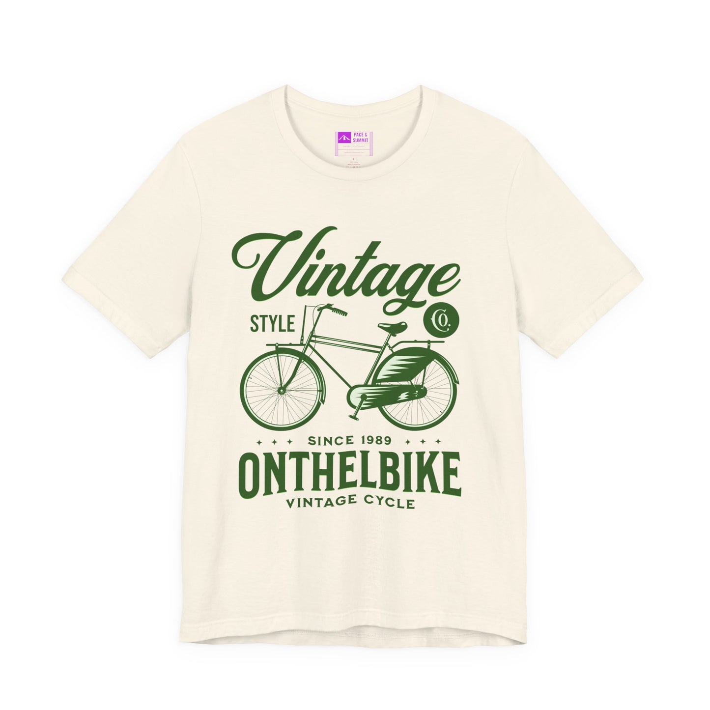 Natural | 'On The Bike' Vintage Style Retro Bicycle Tee