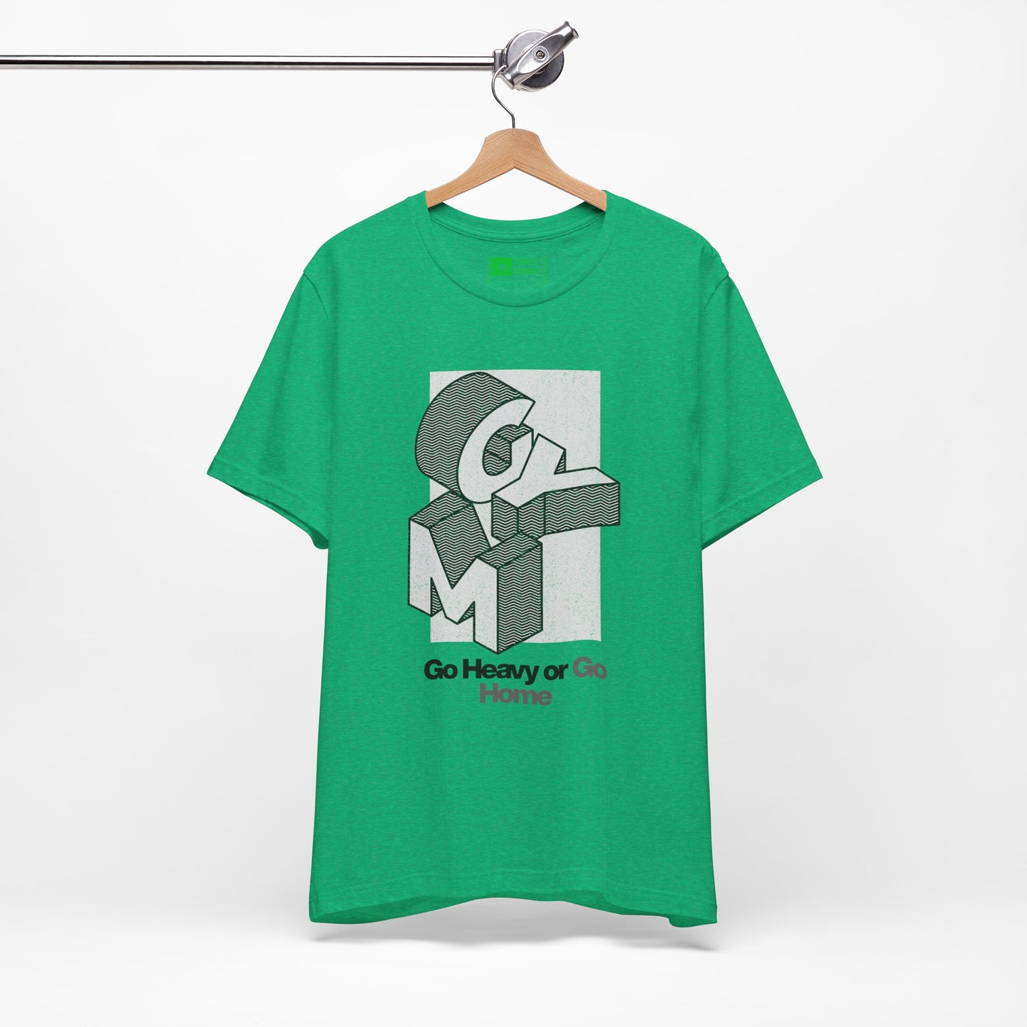 Green | 'Go Heavy' 3D Block Gym Culture Tee
