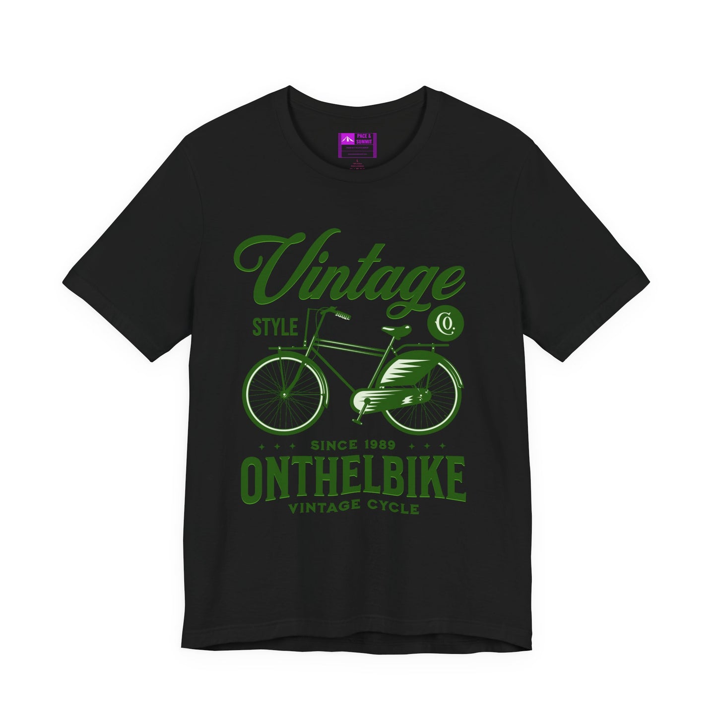Black | 'On The Bike' Vintage Style Retro Bicycle Tee