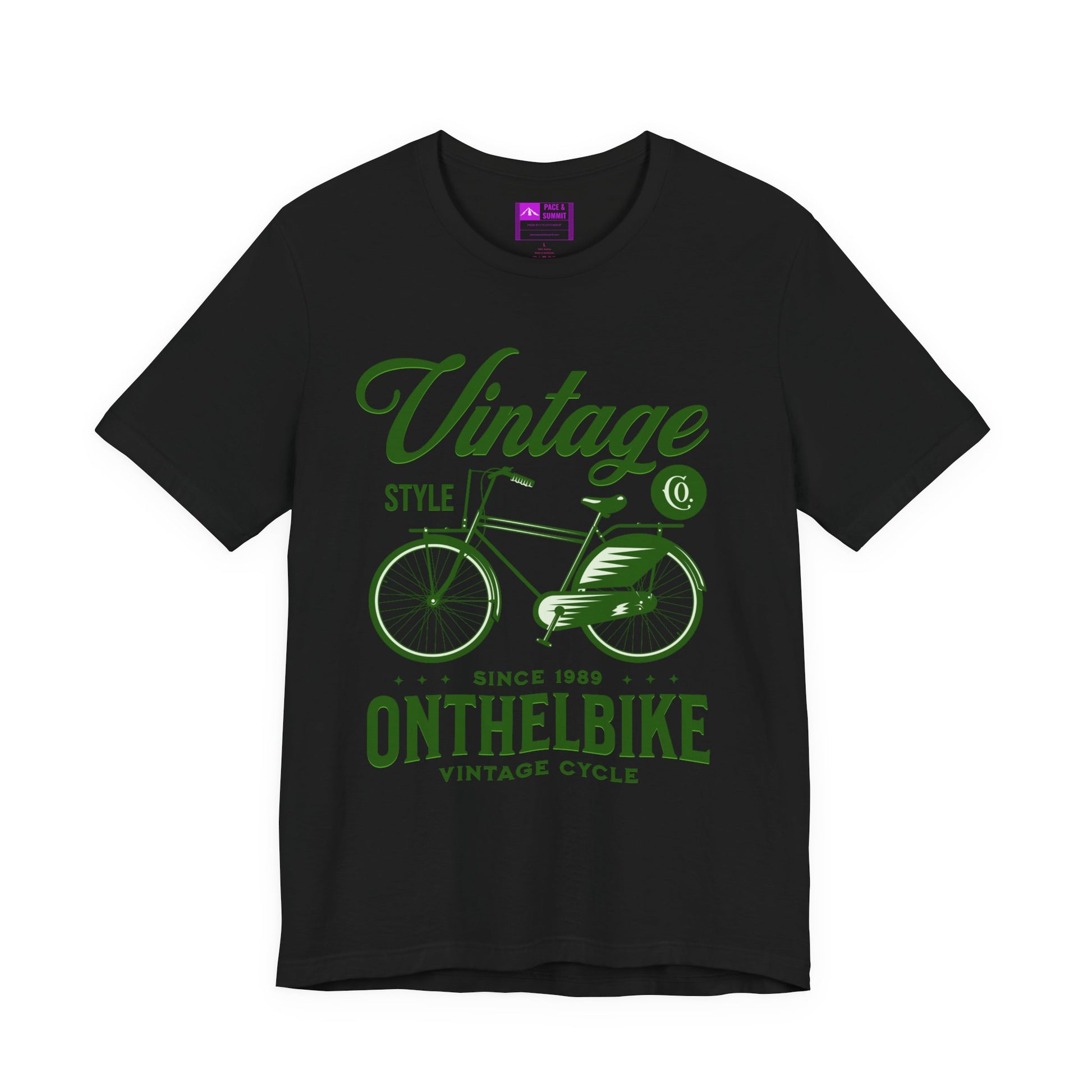 Black | 'On The Bike' Vintage Style Retro Bicycle Tee