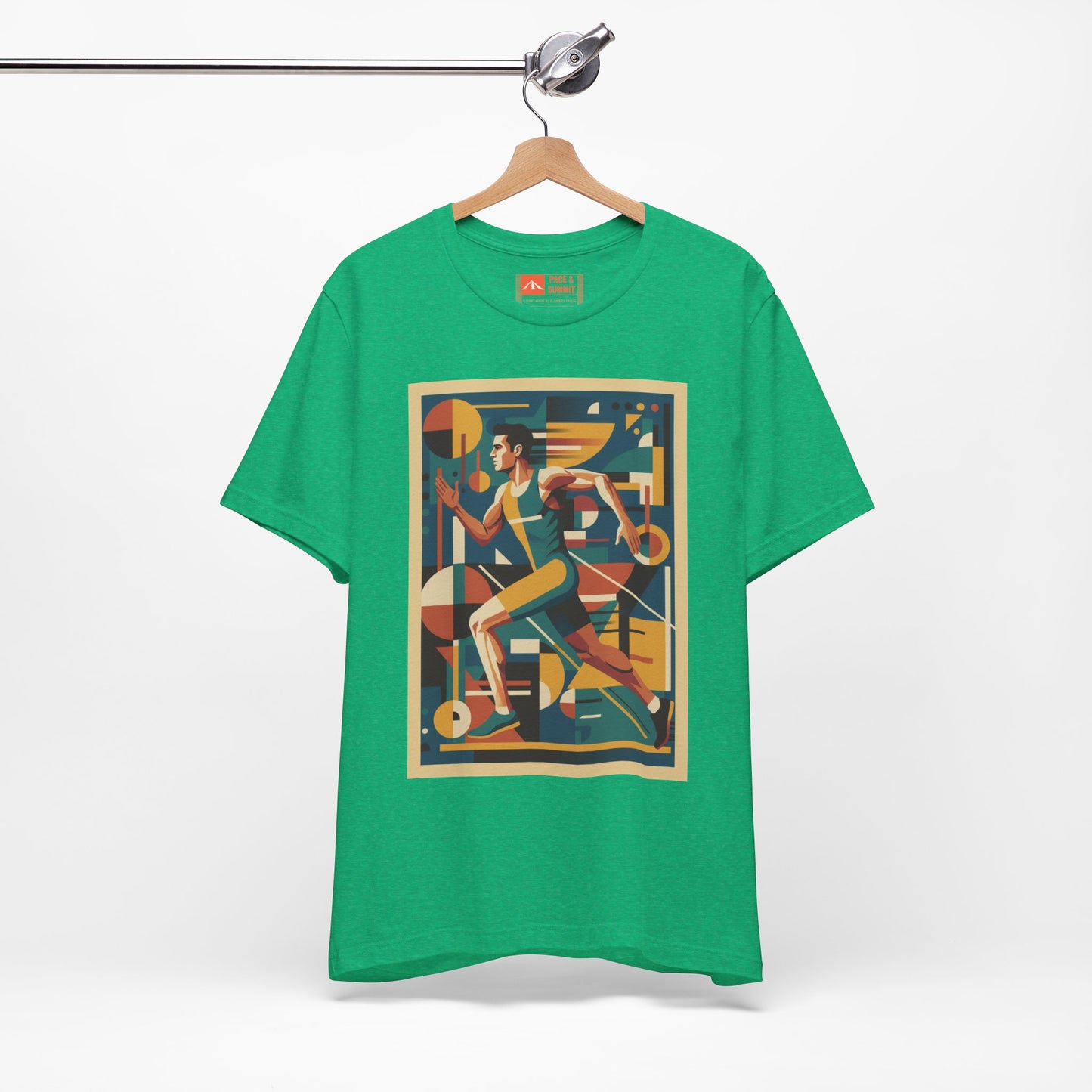 'Runner Geometric Art' Retro Athletic Poster Design Tee
