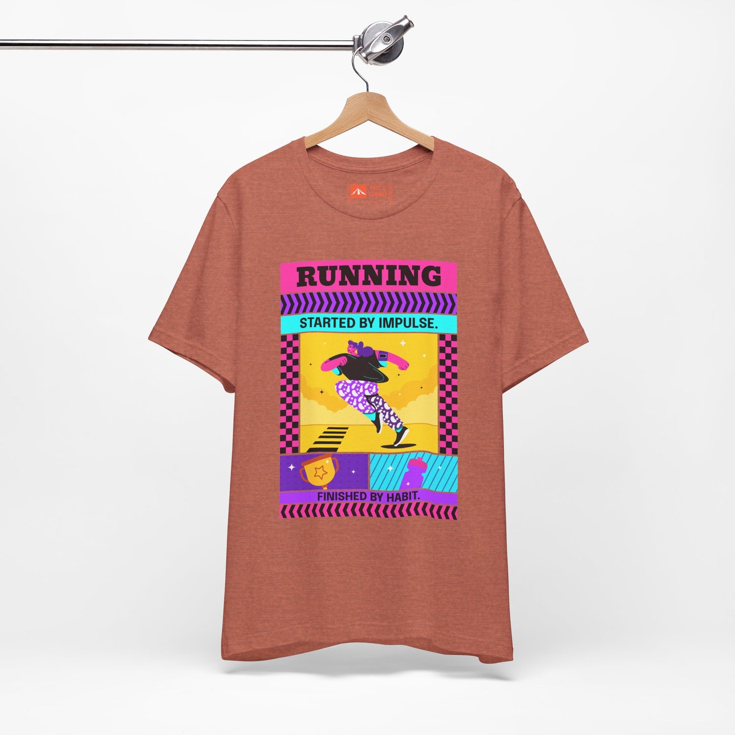 'Running Started by Impulse' Retro Neon Graphic Running Tee