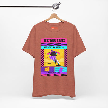'Running Started by Impulse' Retro Neon Graphic Running Tee
