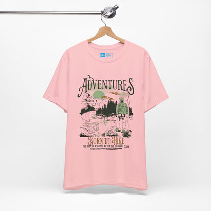 Pink | Born to Hike' Minimalist Outdoor Fashion Tee